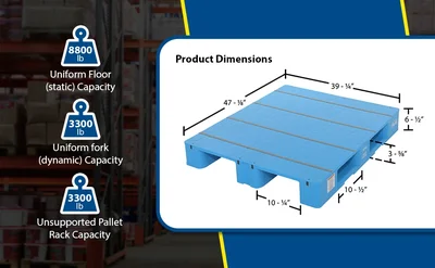Vestil PLPS-H High Density Polyethylene Solid Top Rackable Pallet/Skid - product feature image