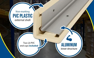 Vestil PVC-A-2-BG PVC Plastic Corner Protector with Aluminum Insert 90 Degree Beige - product feature image
