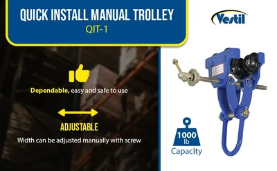 Vestil QIT-1 Steel Quick Install Manual Trolley - product feature image