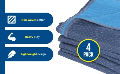 Vestil QPC-7280-VP-4PK Polyester/Cotton Heavy Duty Quilted Moving Pads - product feature image