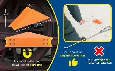 Vestil RC-WC Polyurethane Magnetic Rail Car Wheel Chock - product feature image