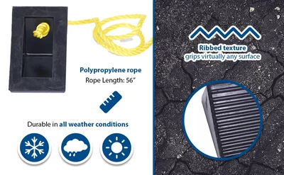 Vestil RWC-2-PR Molded Rubber Wheel Chock with Rope - product feature image