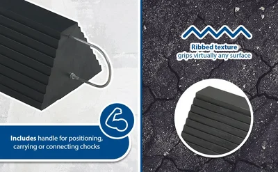 Vestil RWC-9-U Molded Rubber Wheel Chock U Handle - product feature image