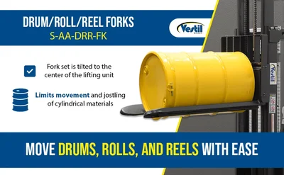 Vestil S-AA-DRR-FK Steel Stacker Drum/Roll/Reel Forks - product feature image