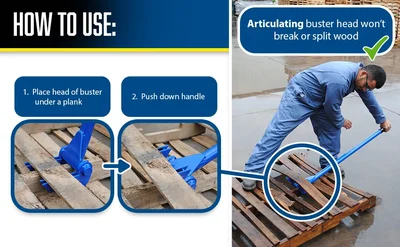 Vestil SKB-DLX Steel Deluxe Pallet Buster with 41 In. Handle Blue - product feature image
