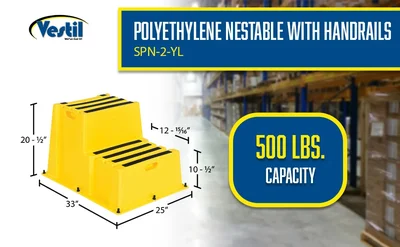 Vestil SPN-2-YL Polyethylene Nestable 2 Step 500 Lb. Capacity - product feature image