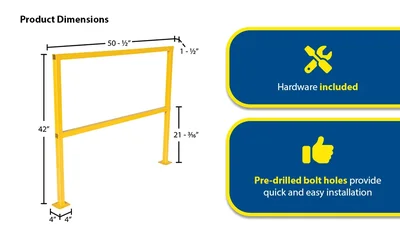 Vestil SQ-48 Steel Square Safety Handrail - product feature image
