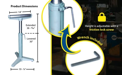 Vestil STAND-G-H Steel Horizontal Roller Stand - product feature image