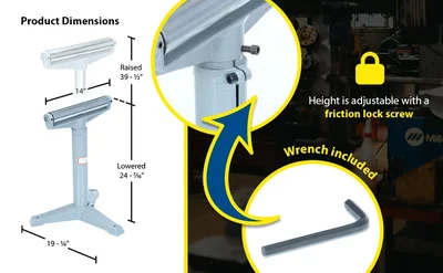 Vestil STAND-H Steel Horizontal Roller Stand - product feature image