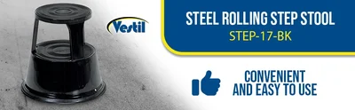 Vestil STEP-17-BK Steel Rolling Step Stool - product feature image