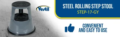 Vestil STEP-17-GY Steel Rolling Step Stool - product feature image