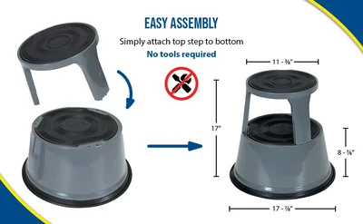 Vestil STEP-17-GY Steel Rolling Step Stool - product feature image