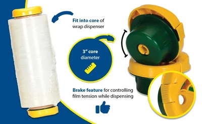 Vestil SWD-1 Plastic Fingertip Stretch Wrap Dispenser - product feature image