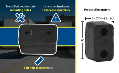 Vestil TB-20-2 Rubber Trailer Crane Bumper - product feature image