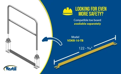 Vestil VDKR-10 Steel Safety Railing 10 Ft. Length - product feature image