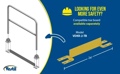 Vestil VDKR-2 Steel Safety Railing 2 Ft. Length - product feature image
