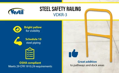 Vestil VDKR-3 Steel Safety Railing 3 Ft. Length - product feature image