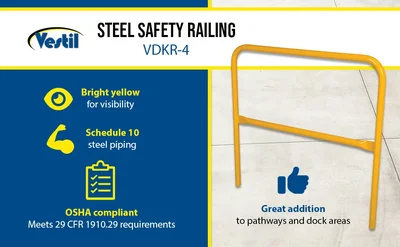 Vestil VDKR-4 Steel Safety Railing 4 Ft. Length - product feature image