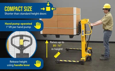 Vestil VHPS-2000-AA Steel Manual Stacker Adjustable Forks/Legs - product feature image