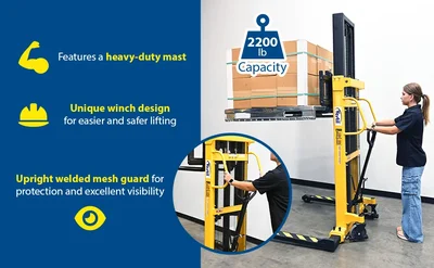 Vestil VHPS-2200-AA Steel Manual Stacker Adjustable Forks/Legs - product feature image