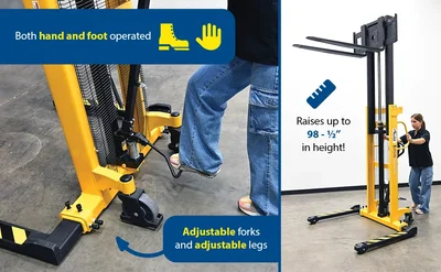 Vestil VHPS-2200-AA Steel Manual Stacker Adjustable Forks/Legs - product feature image