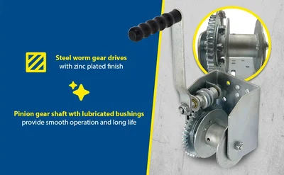 Vestil WALL-S Steel Single Wall Mounted Hand Winch - product feature image