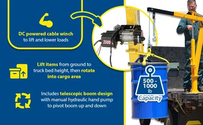 Vestil WTJ-2-DC Steel DC Powered Winch Truck Jib Crane - product feature image