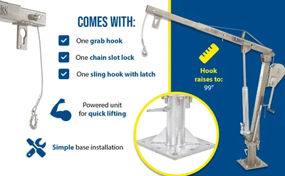 Vestil WTJ-2-SS Stainless Steel Winch Truck Jib Crane - product feature image