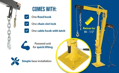 Vestil WTJ-4-DC Steel DC Powered Winch Truck Jib Crane - product feature image