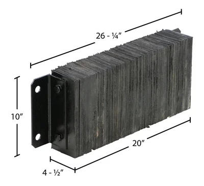 Vestil 1024-4.5 Laminated Rubber Dock Bumper - dimensional drawing