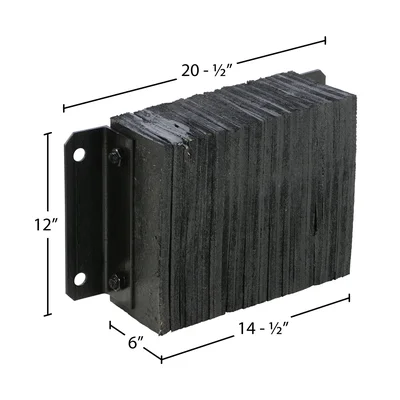 Vestil 1218-6 Laminated Rubber Dock Bumper - dimensional drawing