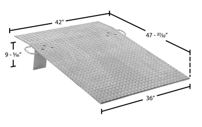 Vestil AH-3648 Aluminum Hand Truck Dock Plate - dimensional drawing