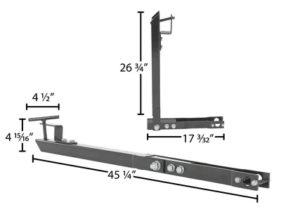 Vestil ALL-TTB All Terrain Pallet Truck Option Tow Bar - dimensional drawing