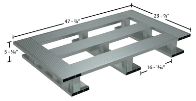 Vestil Aluminum Skid Bottom Half Pallet 23-7/8 In. x 47-7/8 In. x 5-1/16 In. 4000 Lb. Capacity Silver - dimensional drawing