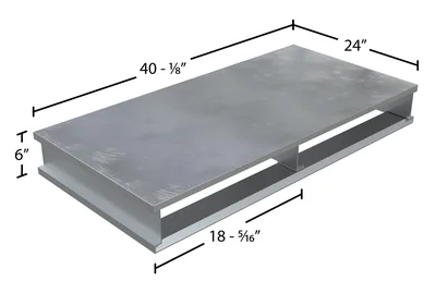 Vestil Aluminum Heavy Duty Solid Top Half Pallet 24 In. x 40-1/8 In. x 6 In. 4,000 Lb. Capacity Silver - dimensional drawing