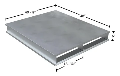 Vestil Aluminum Heavy Duty Solid Top Pallet 48 In. x 40-1/8 In. x 6 In. 6000 Lb. Capacity Silver - dimensional drawing