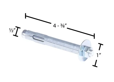 Vestil AS-124 Steel Concrete Sleeve Anchor Bolts - dimensional drawing