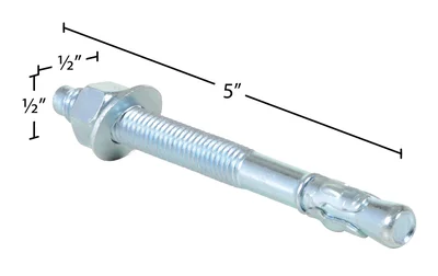 Vestil AS-125 Steel Concrete Sleeve Anchor Bolts - dimensional drawing