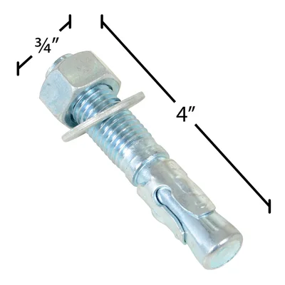 Vestil AS-344-8PK Steel Concrete Sleeve Anchor Bolts - dimensional drawing