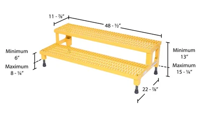Vestil ASP-48 Steel Adjustable Step Mate Stand - dimensional drawing