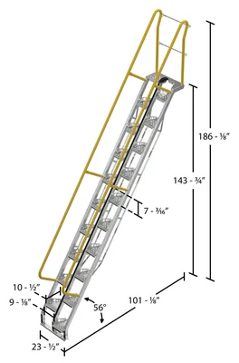 Vestil ATS-12-56-HDG Galvanized Alternate Tread Stair - dimensional drawing
