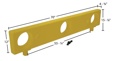 Vestil BCD-76-EX12-YL Plastic Barricade Height Extension - dimensional drawing