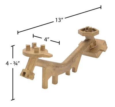 Vestil BNW-B-W Angled Drum Bung Nut Wrench - dimensional drawing