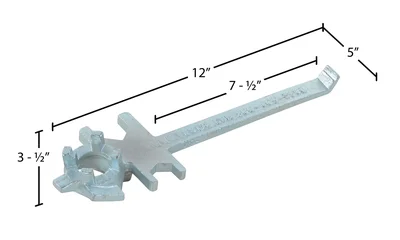 Vestil BNW-IX-W Drum Bung Nut Wrench - dimensional drawing
