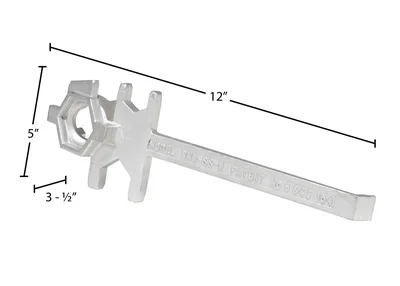 Vestil BNW-SS-W Drum Bung Nut Wrench - dimensional drawing