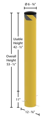 Vestil BOLPP-42-6.5 Steel Pour In Place Bollard - dimensional drawing