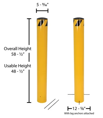 Vestil BOLPP-48-5.5 Pour In Place Bollard - dimensional drawing