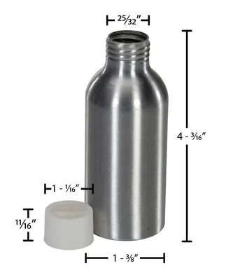 Vestil Aluminum Metal Bottle 2 Oz Silver - dimensional drawing
