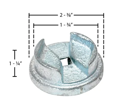 Vestil BUNG-S-S2 Zinc Drum Bung Socket - dimensional drawing