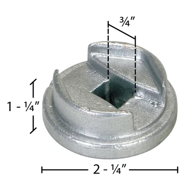 Vestil BUNG-S Zinc Drum Bung Socket - dimensional drawing